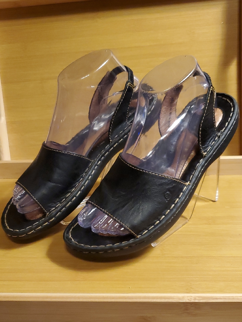 Born Black Leather Women's Slingback Sandals